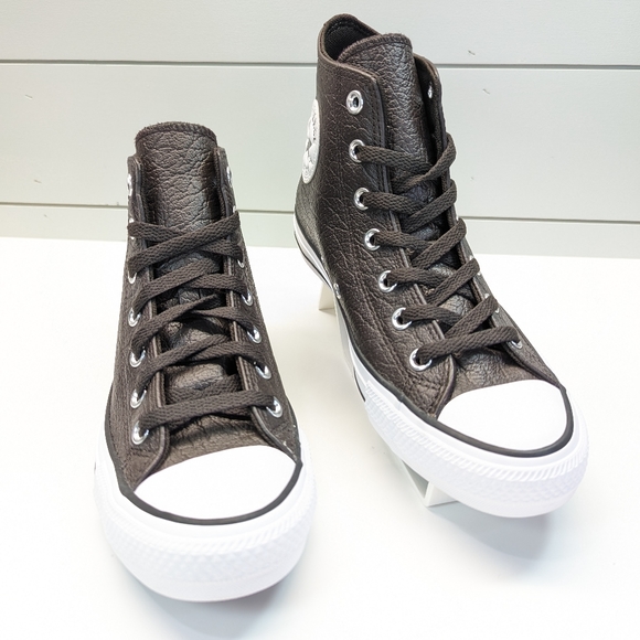 Converse Chuck Taylor All Star Tumbled Hi Velvet Brown Leather shoes Men's 10 - Picture 2 of 8